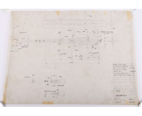 Original Mettoy/Corgi Toys Northampton  350 Thunderbird Guided Missile Factory Drawing, dated 5.11.57 pencil and Ink drawing,