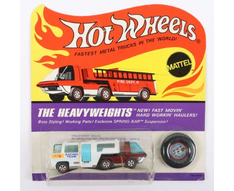 Hot Wheels Redline By Mattel 6019 Team Trailer Hong Kong, spectraflame red cab, white interior, white plastic trailer, blue s