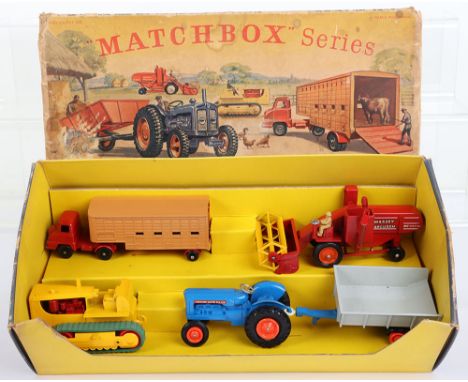 Matchbox Lesney  G-3 King Size Farming Set, M-5 Massey Ferguson 780, red body, yellow blades, orange plastic wheel hubs, blac