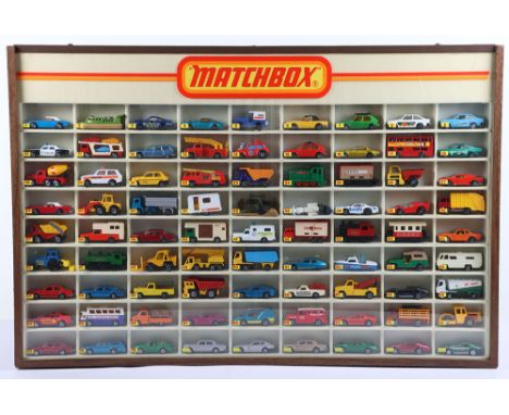 Lot No 394 : Matchbox Superfast Shop Retailers Wooden Counter Display Case, complete with 81 Superfast 1:75 models, 70 comple