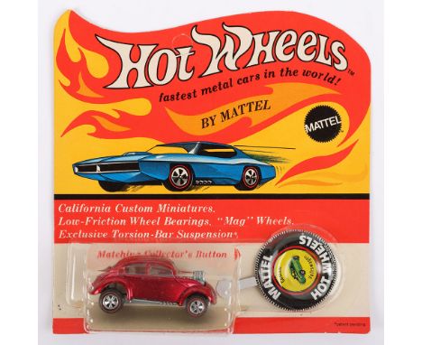 Hot Wheels Redline By Mattel 6220 Custom Volkswagen, spectraflame red, window clear, white interior, metal collector’s button