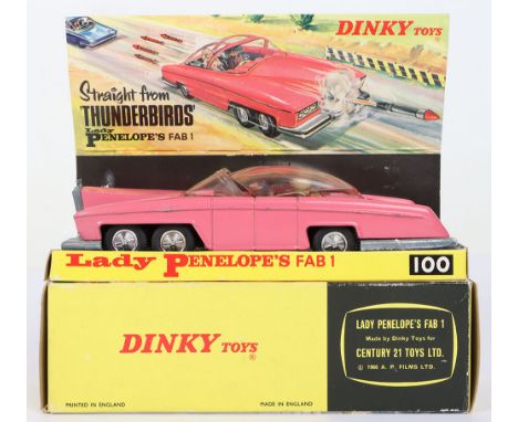 Dinky Toys Boxed 100 Lady Penelope’s FAB 1 From TV series ‘Thunderbirds’ pink body, early issue with pink flashes on plastic 