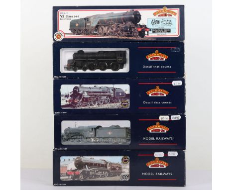 Five boxed Bachmann Branch-Line locomotives, 32-502 Standard class 5MT 4-6-0 Camelot locomotive 73082 BR black livery, 31-105