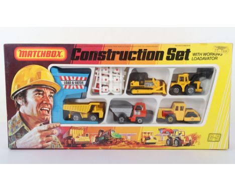 Matchbox Lesney Superfast G-5 Construction Set, circa 1979,contains five construction Vehicles,64d G5 Caterpillar Bulldozer, 