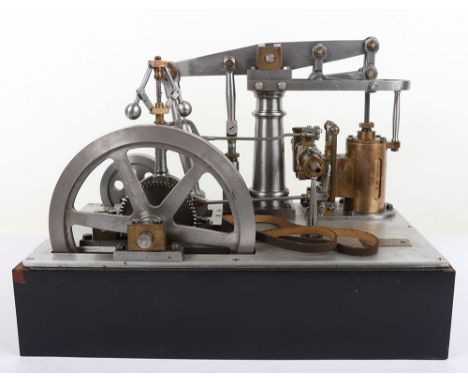 A good single cylinder Beam engine by H.Poolman of Warminster, with 1” bore x 2 ½” stroke brass cylinder with valve chest, so