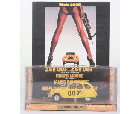 Norev James Bond Citroen 2CV 007, 1:43 scale 1st issue in Perspex display box with film poster ‘For Your eyes Only’ header ca