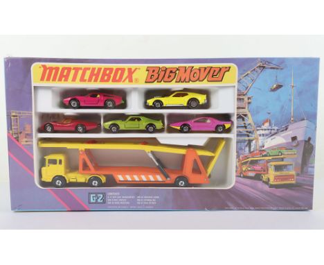 Matchbox Lesney G-2 Big Mover Superfast Gift Set, circa 1973, contents: K-11 DAF Car Transporter yellow/orange, MB-9 AMX Jave