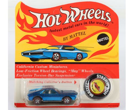 Hot Wheels Redline By Mattel 6267 Custom AMX, spectraflame blue, clear windscreen, white interior, metal collector’s button, 