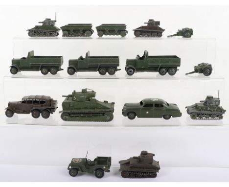 Dinky Toys Military Models, 139am Ford Sedan US Army staff car, 151a Medium Tank, some metal fatigue, 3 x 151b 6-Wheel covere