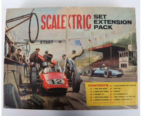 Scalextric HP/1 Extension Pack set, contains: hump back bridge, change over tracks, straights B start finish banner, starter 