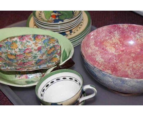 GOVANCROFT FRUIT BOWL
together with a Carltonware leaf dish, small comport, and a Booth's part tea service 