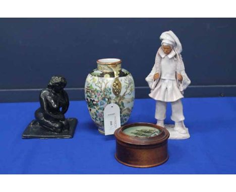 SELECTION OF FIGURES AND COLLECTABLES
including a twin handled Noritake vase, a green ceramic female nude, a Continental terr