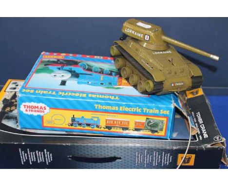 THOMAS THE TANK ENGINE ELECTRIC TRAIN SET AND A TIN TANK