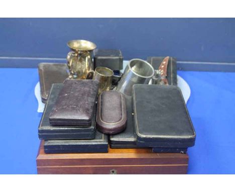 SELECTION OF SILVER PLATED ITEMS
inside a fish canteen in a mahogany box, many cased sets of flatware and some loose flatware