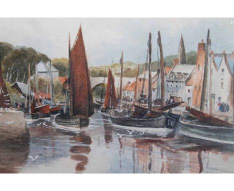 PAIR OF WATERCOLOURS BY J. S. HUTTON
harbour scenes, both signed, 28cm x 18cm Mounted, framed and under glass; together with 