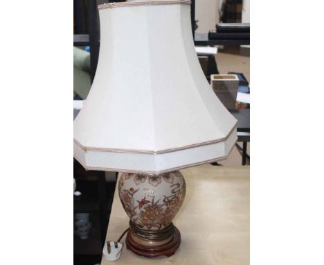 BRASS TABLE LAMP 
together with three ceramic table lamps 