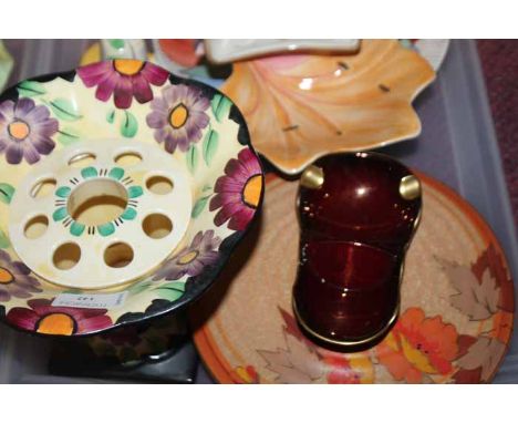 DEVONWARE FLOWER HOLDER
together with a posy holder, ceramic cruet set, and a group of decorative dishes 