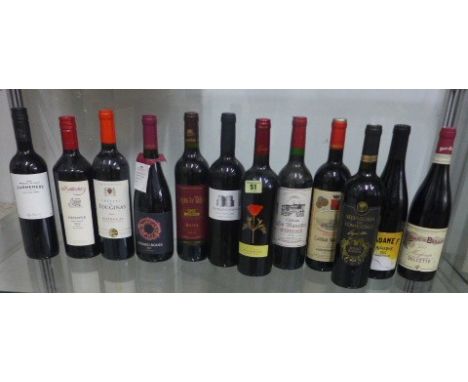 12 bottles of red wine Chateau du Touginas, Chateau les Marcottes Bordeaux 2010 and others 