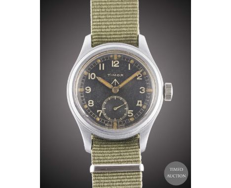 A GENTLEMAN'S BRITISH MILITARY TIMOR W.W.W. WRIST WATCH
CIRCA 1940s, PART OF THE "DIRTY DOZEN"
Movement:&nbsp;15J, manual win