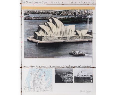 Christo (b.1935) - Wrapped Opera House (S.155) offset lithograph printed in colours with collage elements, 1991, signed and d