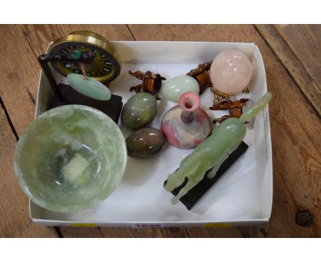 A small quantity of Oriental jade and hardstone items. 