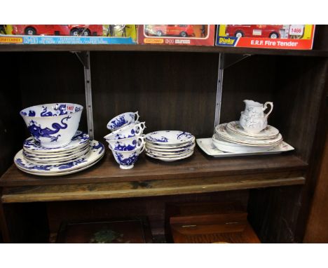 A Grainger & Co Worcester blue and white part teaset; together with a further quantity of teawares. 