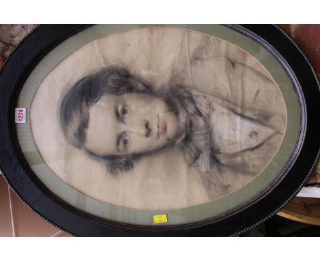 English School, 19th century, head and shoulder portrait of a gentleman, coloured chalks, 53 x 37.5cm oval.