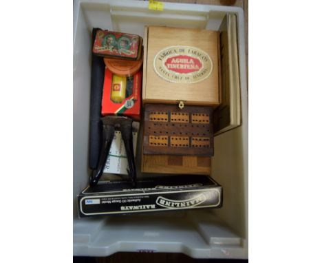 A mixed lot, to include: Masonic medals; a cribbage board, etc. 
