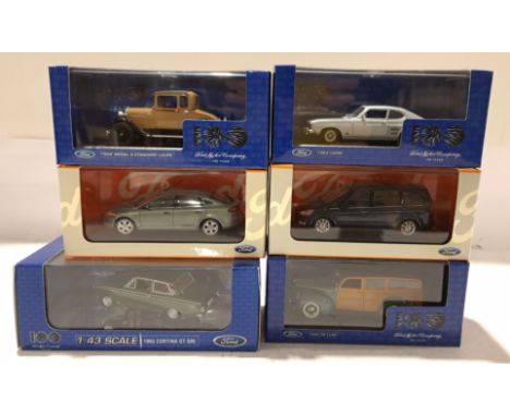 Minichamps, a boxed Group of 1:43 Scale Ford Vehicles. Includes 1969 Ford Capri with others. Although unchecked for completen