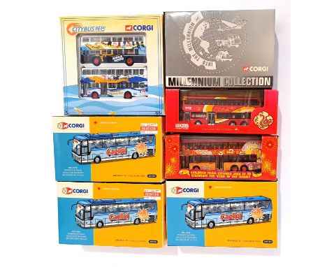 Corgi, a boxed bus group to include 43226 KMB Year Of The Snake 2001, OM 45403 MAN 24.350/Volgren Citybus, AN Hool T9 Caelloi