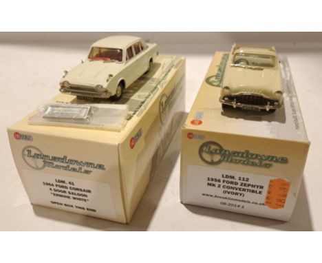 Lansdowne Models, a boxed 1:43 Scale Pair of Ford Vehicles. Includes LDM. 41 1964 Ford Corsair 4 Door Saloon "Ermine White" &