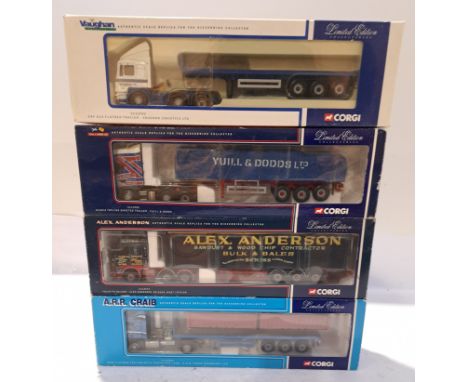 Corgi, a boxed 1:50 Scale Group of Haulage Vehicles. Includes CC12703 ERF ECS Flatbed Trailer "Vaughan Logistics Ltd" with ot