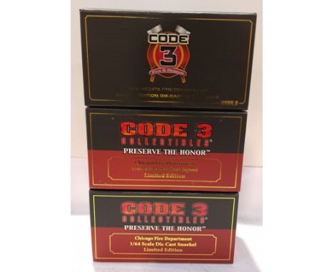 Code 3 Collectibles, a boxed Group of 1:64 Scale Fire Engines. Includes 12843 Wichita Fire Department Pierce Dash Pumper with