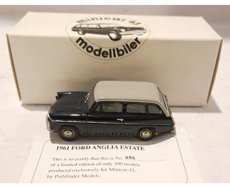Pathfinder Models (Minicar 43), a boxed 1:43 Scale Ford Anglia Estate 1961. Although unchecked for completeness condition app