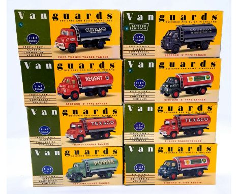 Vanguards, a boxed 1:64 Scale Tanker group which includes VA7001 Bedford 'S' Type Tanker "Shell-BP", VA9002 Ford Thames Trade