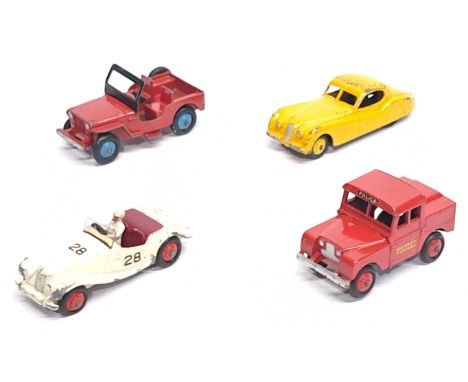 Dinky Toys, an unboxed Car, Jeep &amp; Land Rover group. &nbsp;Including MG Midget No. 28, Jaguar &amp; Mersey Tunnel Land Ro
