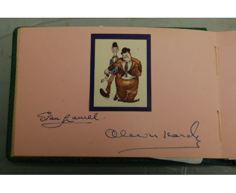 Two autograph albums and contents, signatures to include Stan Laurel & Oliver Hardy, Gracie Fields, Max Bygraves, Vera Lynn, 