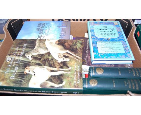 Two boxes of mixed subject matter books to include a set of six Marcel Proust, A Question in Life by Jeremy Paxman, The Natio