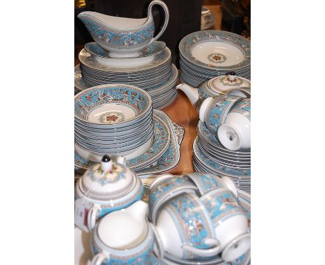 A Wedgwood bone china eight place setting dinner / tea service, in the Florentine pattern W2714. Overall good.Light wear cons