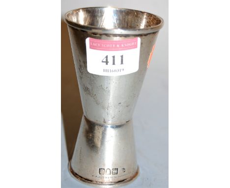 A late Victorian silver double-ended beaker, of conical form, maker William Hutton & Sons, London 1899, 4oz. Retailed by J.C.