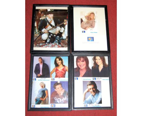 Twelve various framed and signed photographs from the world of TV, film and entertainment, to include Heath Ledger, Lenny Hen