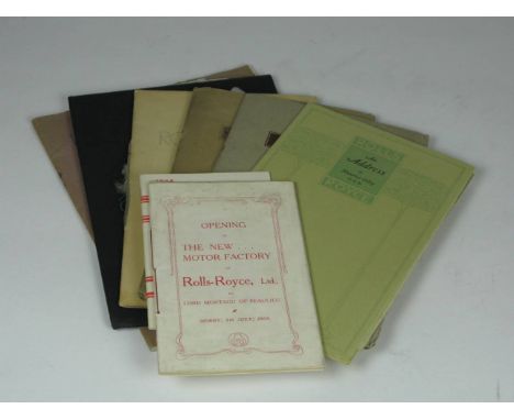 Rolls-Royce - Various Springfield Pamphlets. A Rolls-Royce Publicity booklet for Springfield, March 1922 and two others simil