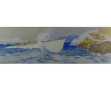*'Chantecler' - Champion de la Mer, 1909 - Moteur Brasier, Coque Despujols: A Hand-Coloured Pochoir Lithograph after Ernest M