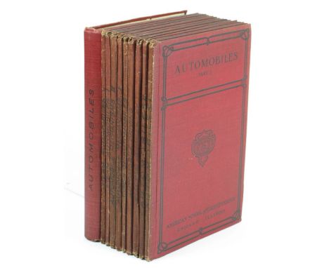 Automobiles - A Practical Treatise. A set of nine slim large octavo hardbound volumes in red cloth with black lettering/decor