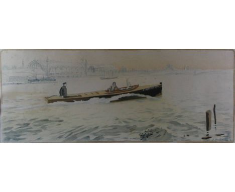 *'Dietrich III - A Hand-Coloured Pochoir Lithograph after Ernest Montaut. A large horizontal format image, on paper, depictin