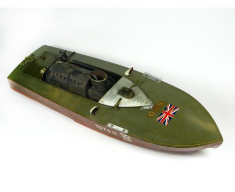 *Toto III. A live steam, single-step racing hydroplane model of wood construction.  Powered by a scratch-built single-cylinde