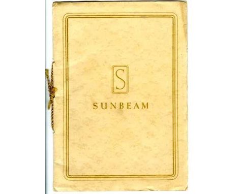 Sunbeam Straight 8. A very rare cord-tied brochure dating from 1936,  12pp, a folded chassis and engine image at the rear and