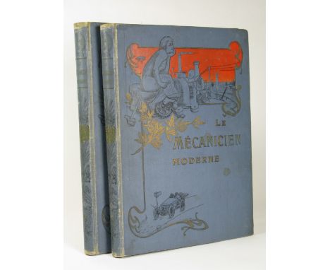 Le M‚canicien Moderne. A two volume set published in Paris, circa 1910.  Both quarto volumes with their blush grey and polych