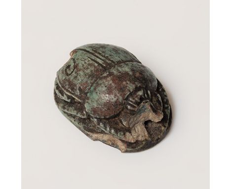 Scarab with the name of Ramesses III. Ancient Egypt, New Kingdom, reign of Ramesses III, 1184-1153 BC.Glazed steatite.Unresto
