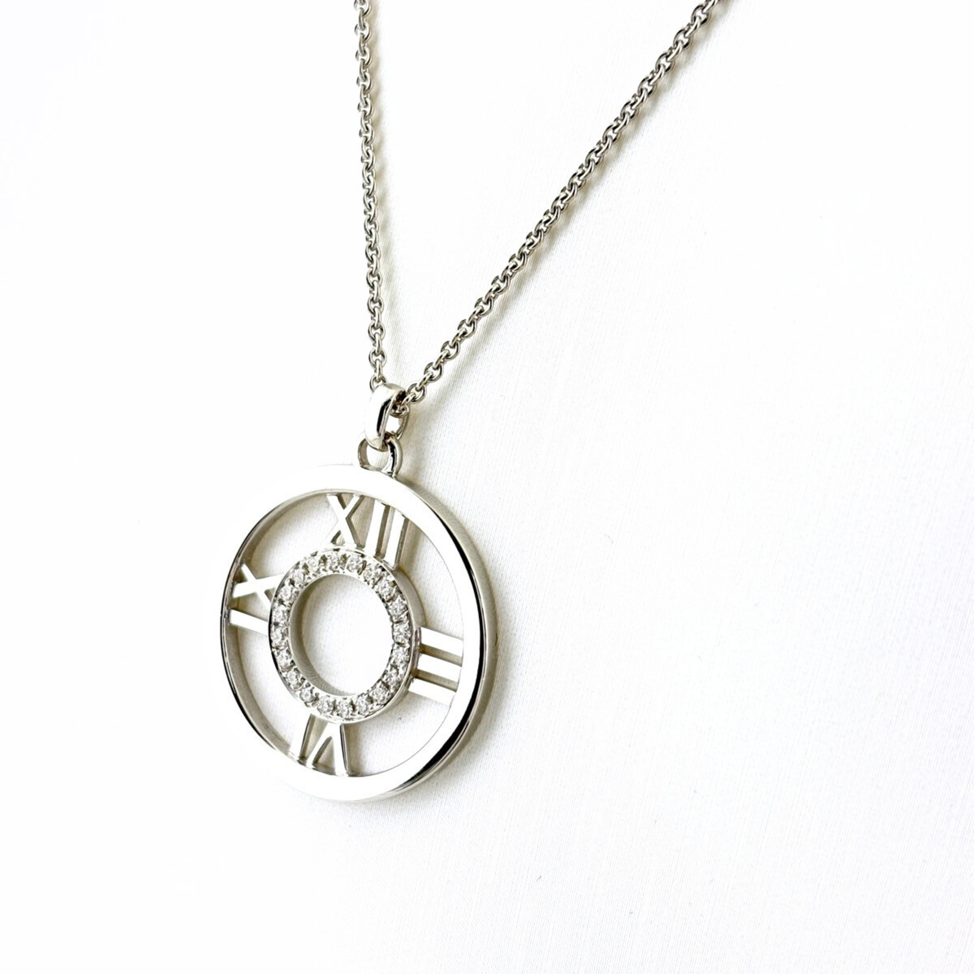 Tiffany & Co. Atlas Open Medallion Necklace Pendant with Diamonds, 750, for Women